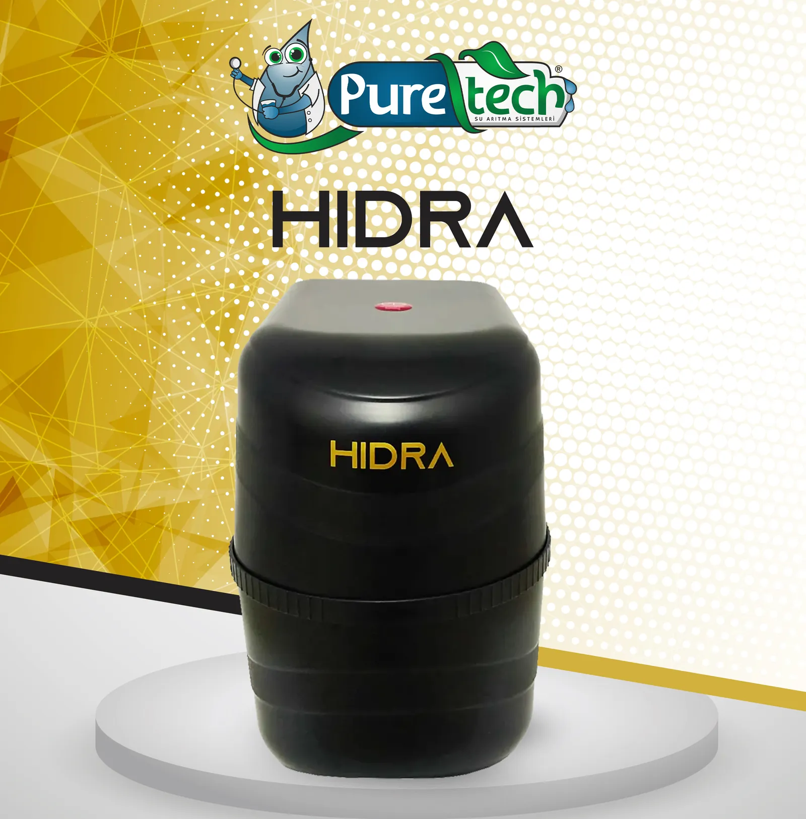 Puretech Hidra pompalı su arıtma cihazı – siyah gövde