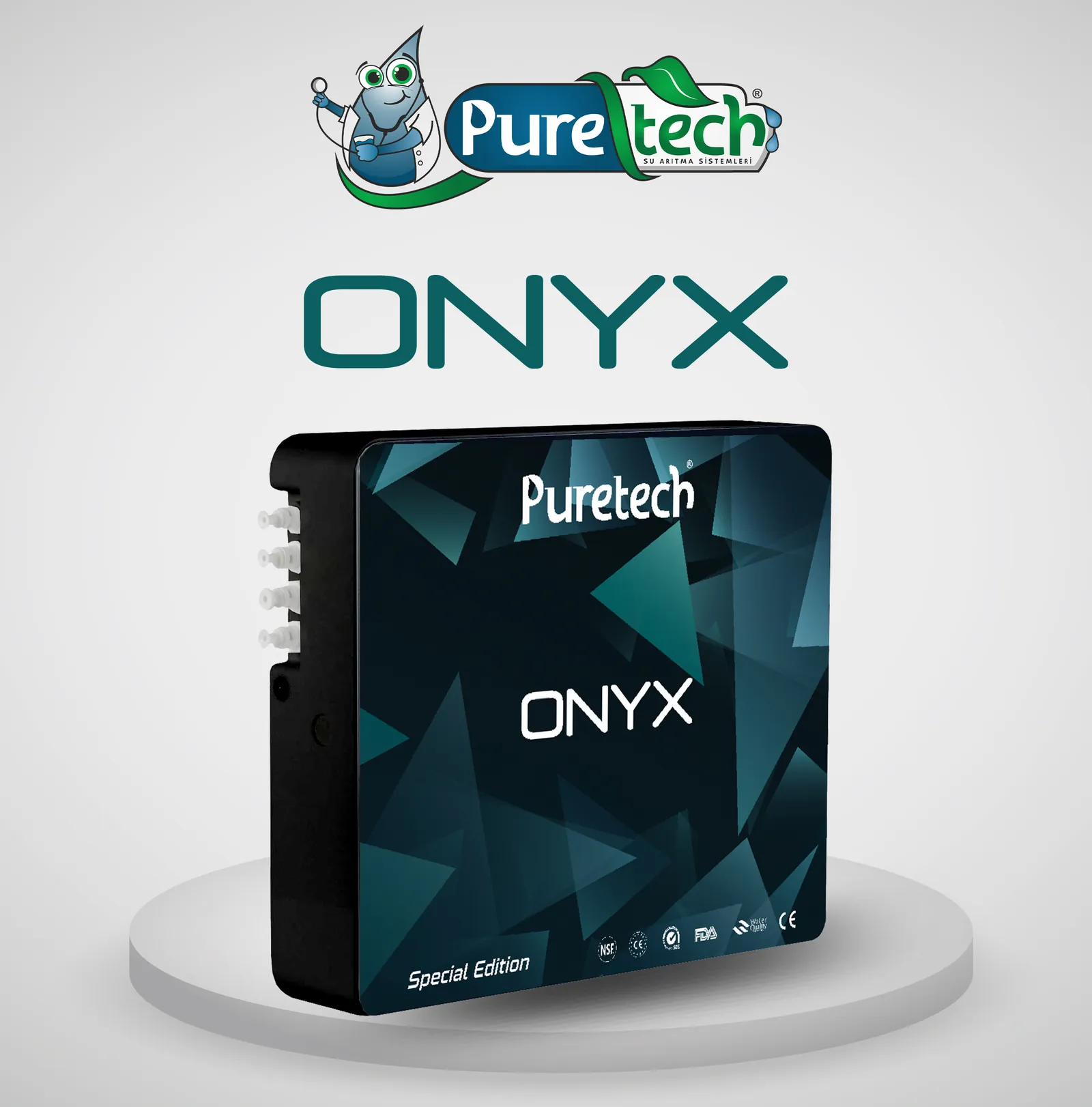 Puretech Onyx Slim pompasız su arıtma cihazı ve filtre özellikleri