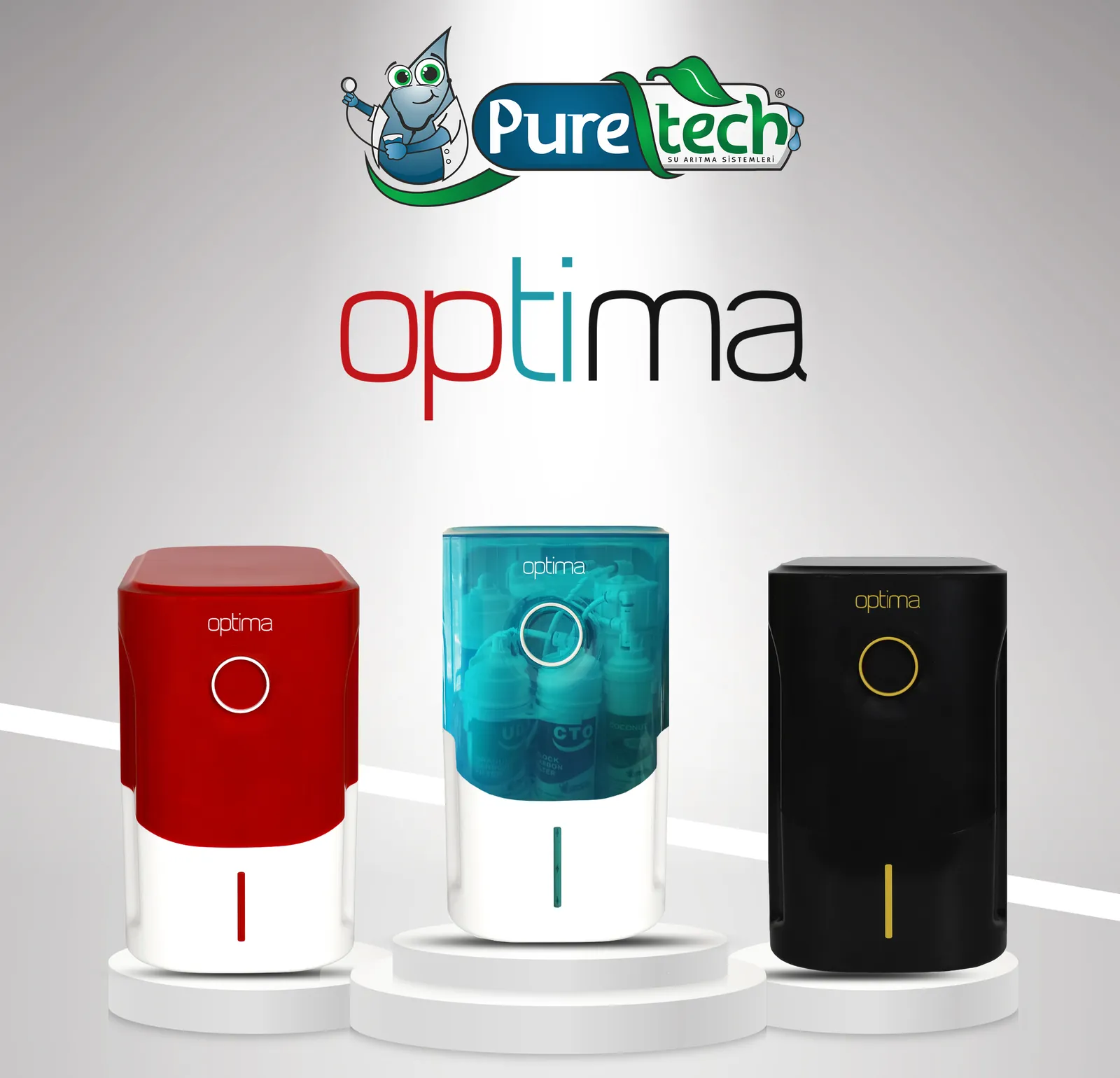 Puretech Optima pompalı su arıtma cihazı ve filtre özellikleri